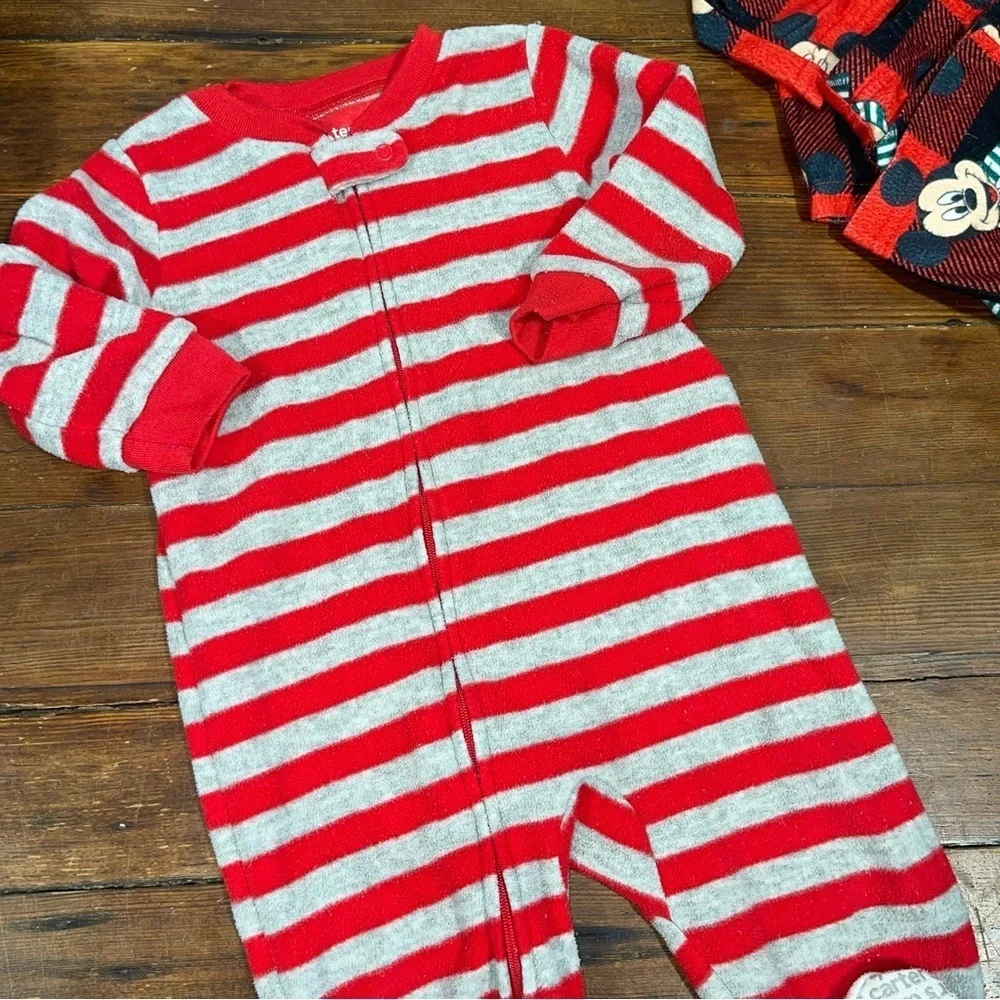 Carter's Festive Blue and Red Pajamas bundle box 12M